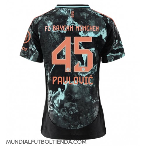 Camiseta Bayern Munich Aleksandar Pavlovic #45 Segunda Equipación Replica 2024-25 para mujer mangas cortas